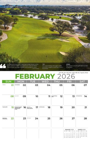 Galleria Wall Calendar 2026 Golf Tips