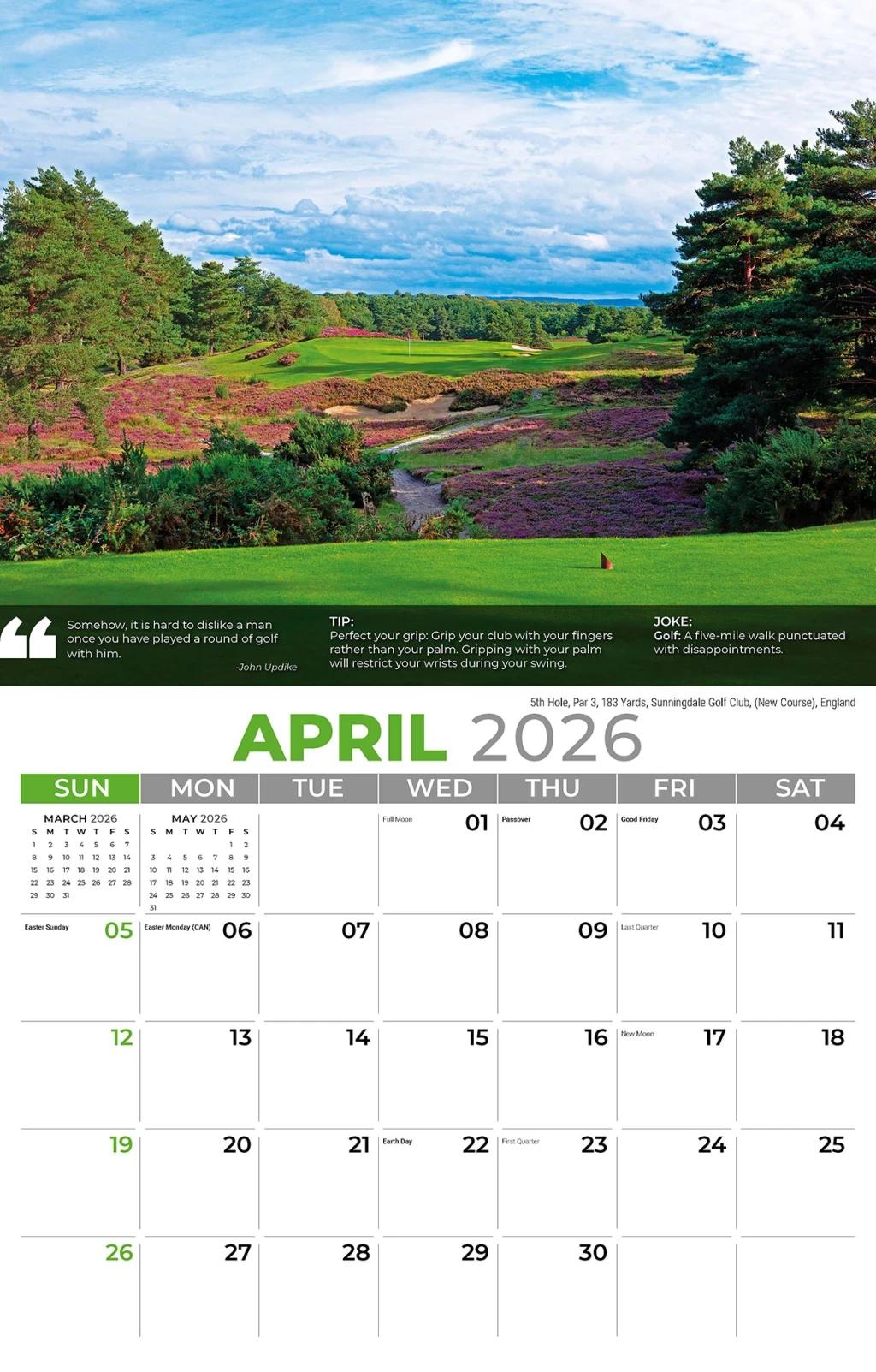 Galleria Wall Calendar 2026 Golf Tips