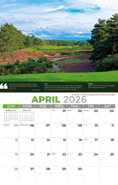 Galleria Wall Calendar 2026 Golf Tips