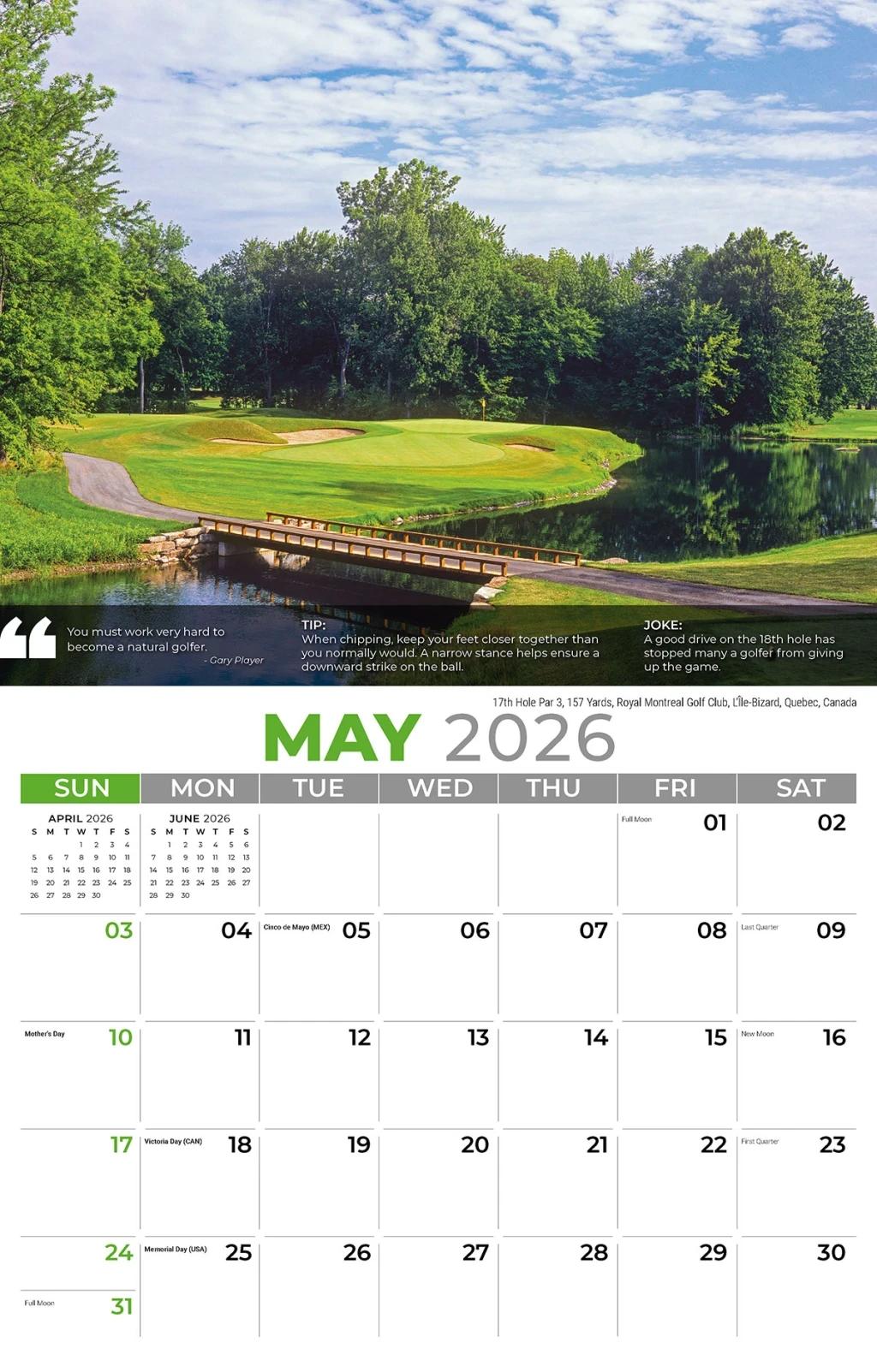 Galleria Wall Calendar 2026 Golf Tips