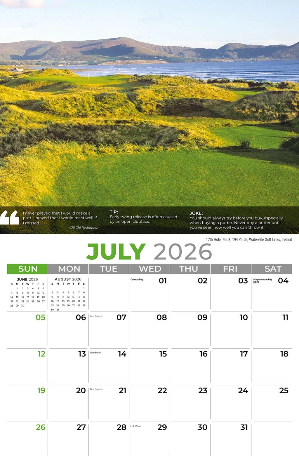 Galleria Wall Calendar 2026 Golf Tips