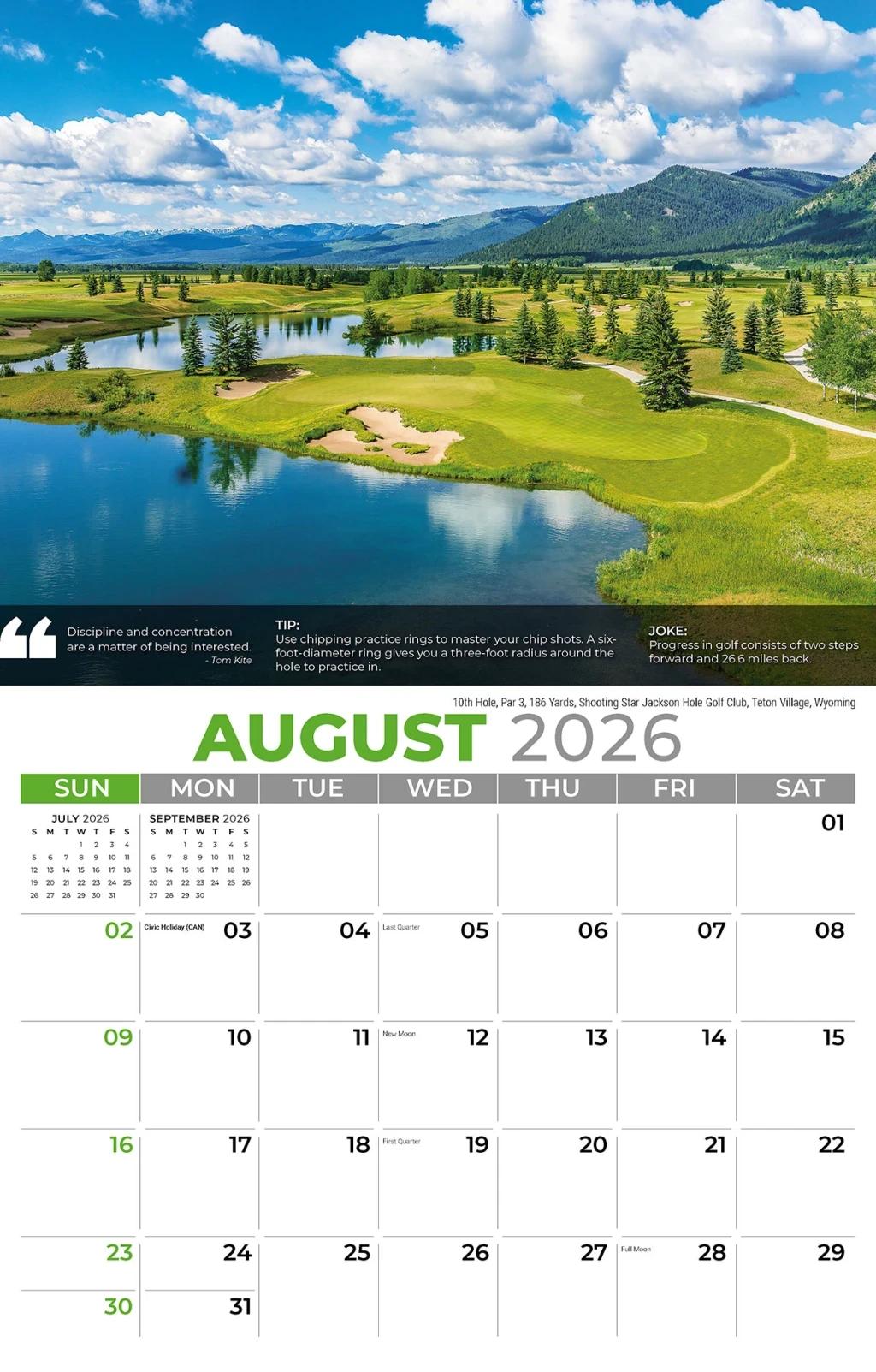 Galleria Wall Calendar 2026 Golf Tips