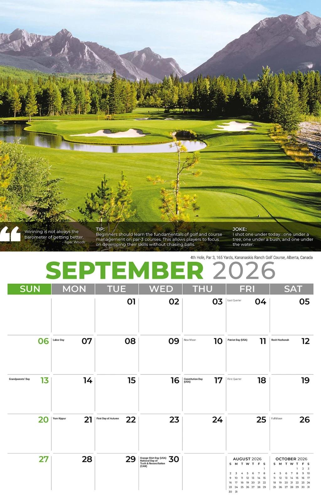 Galleria Wall Calendar 2026 Golf Tips