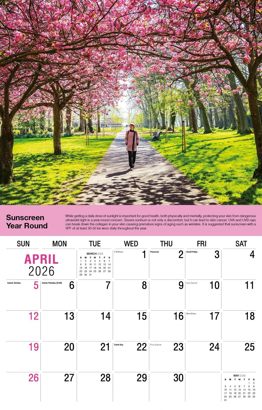 Galleria Wall Calendar 2026 Health Tips
