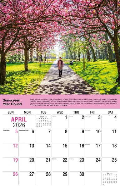 Galleria Wall Calendar 2026 Health Tips
