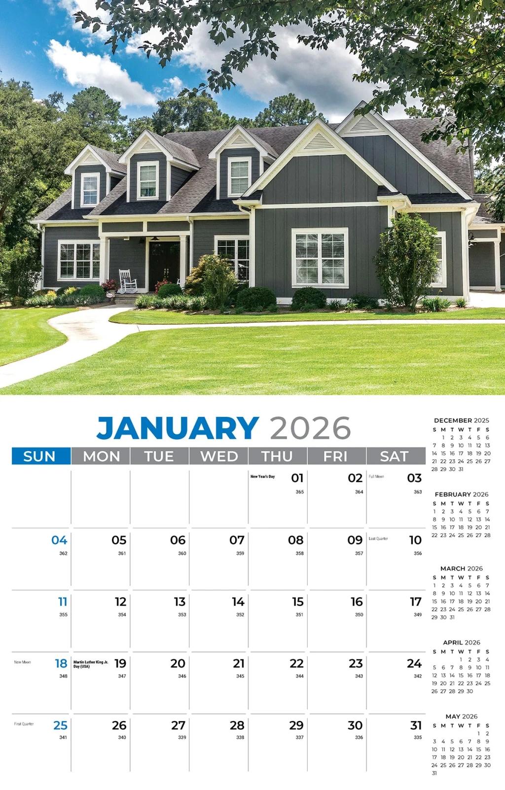 Galleria Wall Calendar 2026 Homes