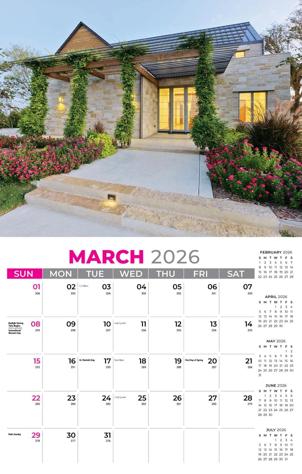 Galleria Wall Calendar 2026 Homes