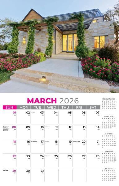 Galleria Wall Calendar 2026 Homes