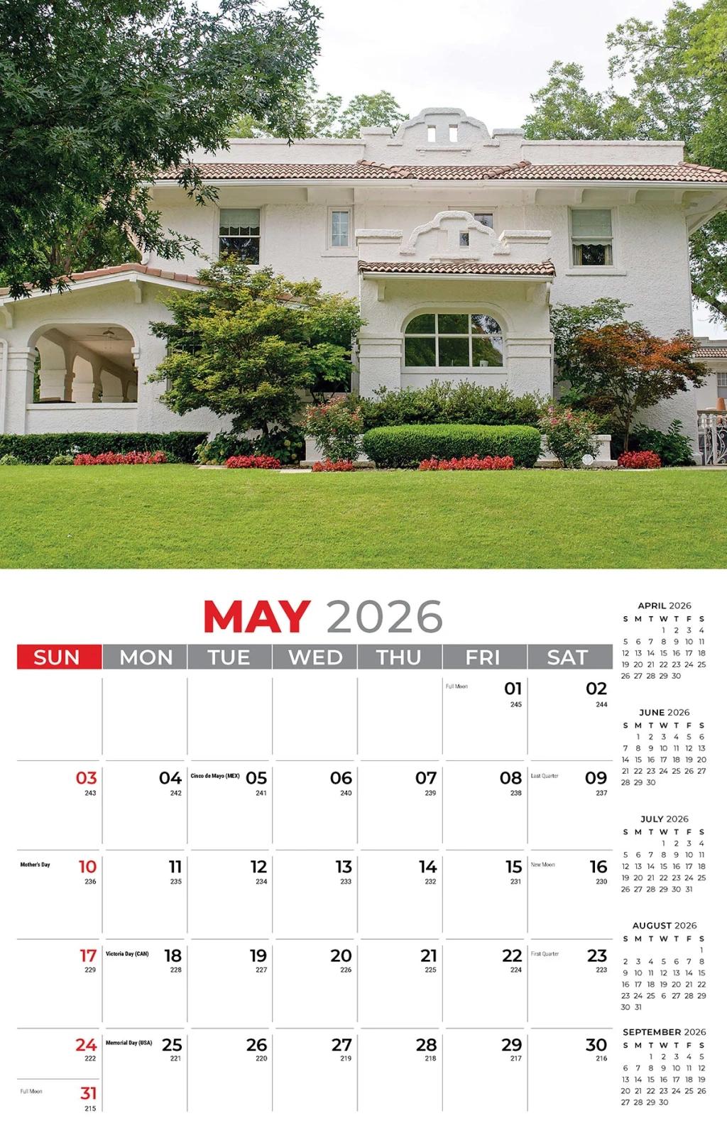 Galleria Wall Calendar 2026 Homes