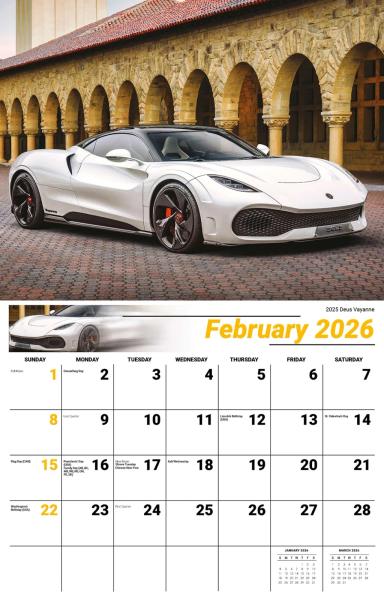 Galleria Wall Calendar 2026 Exotic Cars (English)