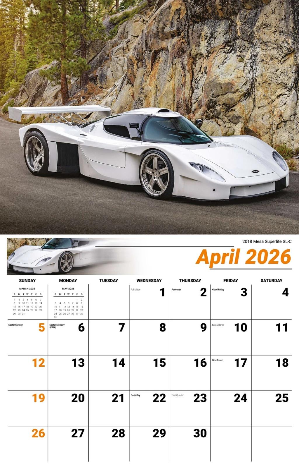 Galleria Wall Calendar 2026 Exotic Cars (English)