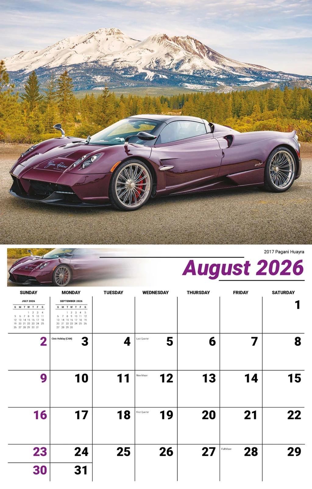 Galleria Wall Calendar 2026 Exotic Cars (English)