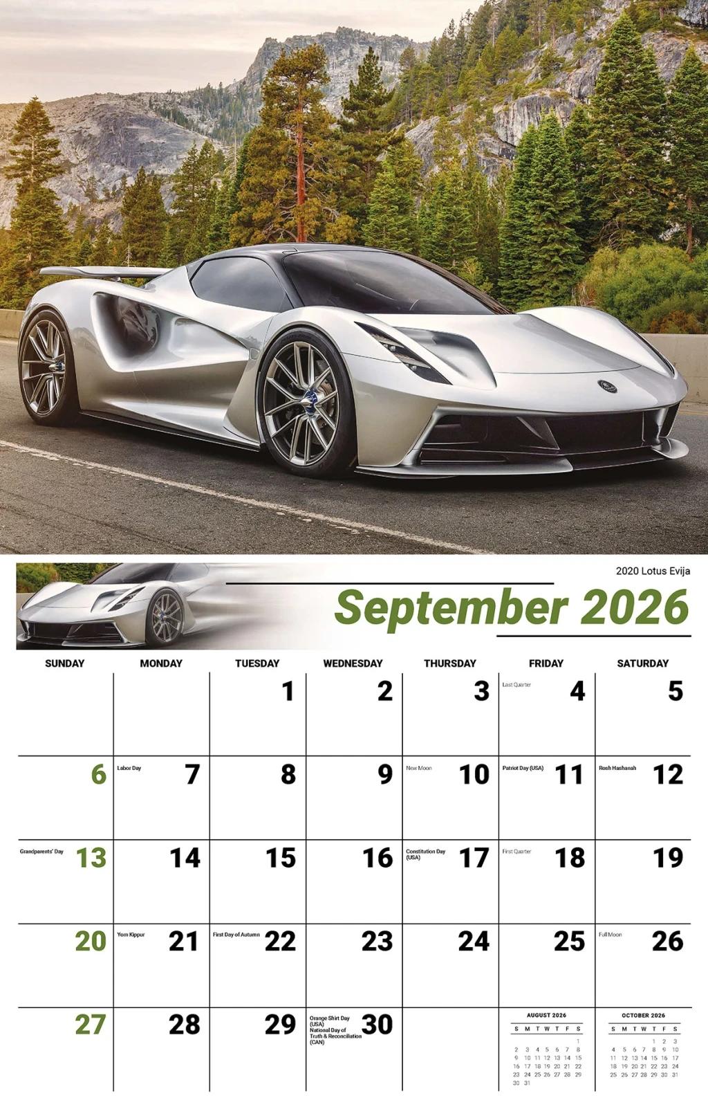 Galleria Wall Calendar 2026 Exotic Cars (English)