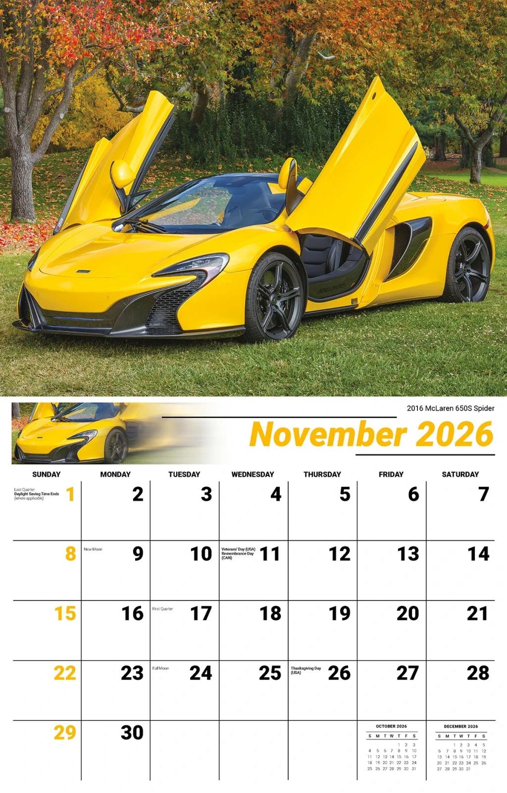 Galleria Wall Calendar 2026 Exotic Cars (English)