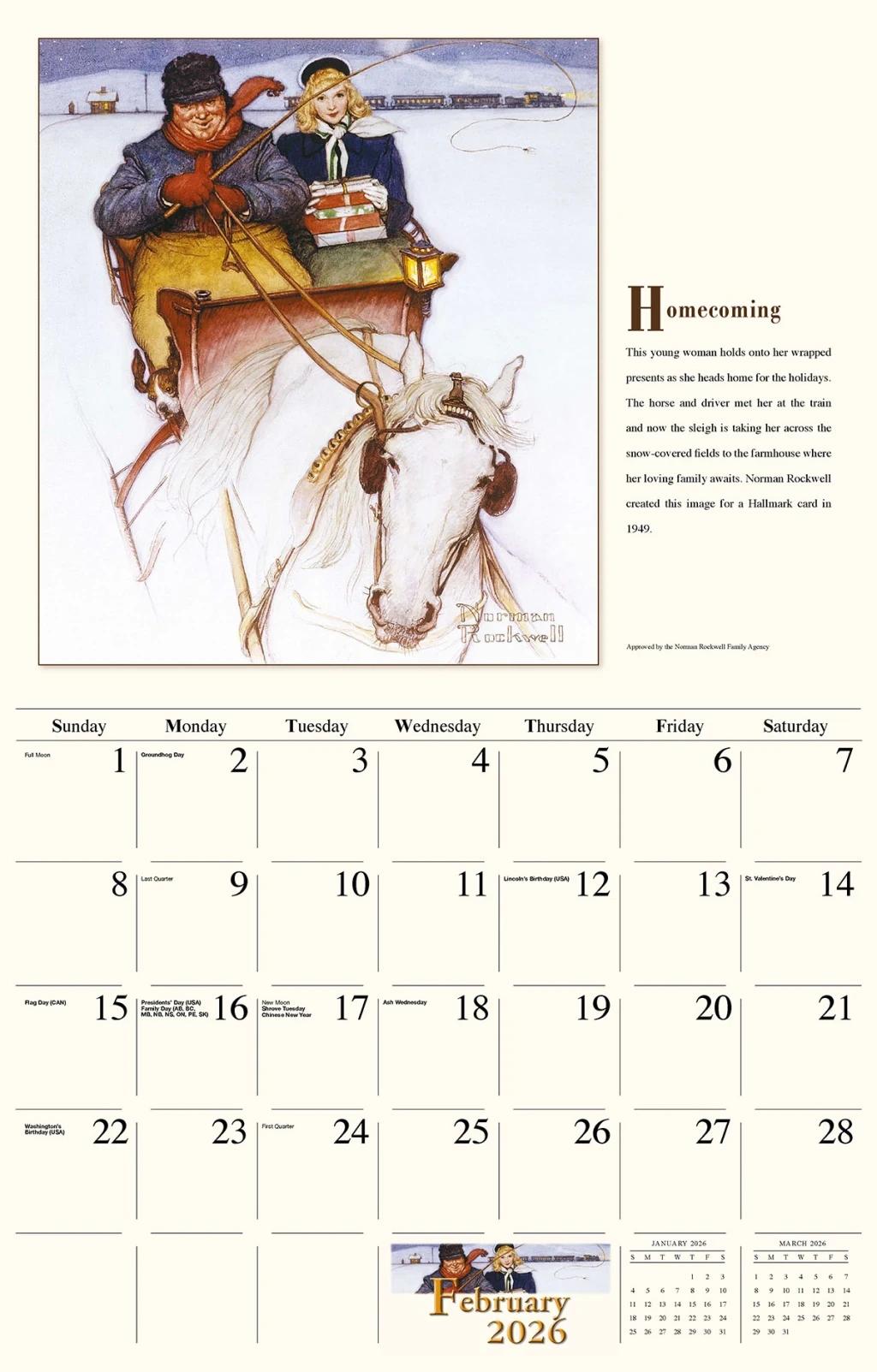 Galleria Wall Calendar 2026 Memorable Images Of Norman Rockwell