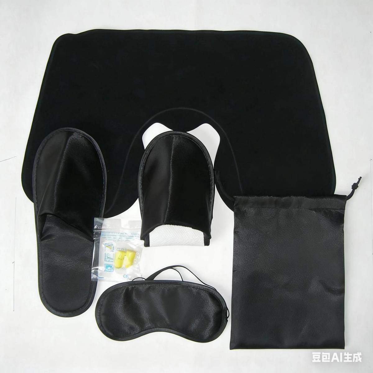 Travel Kit With Inflatable Pillow & Slippers & Sleep Mask