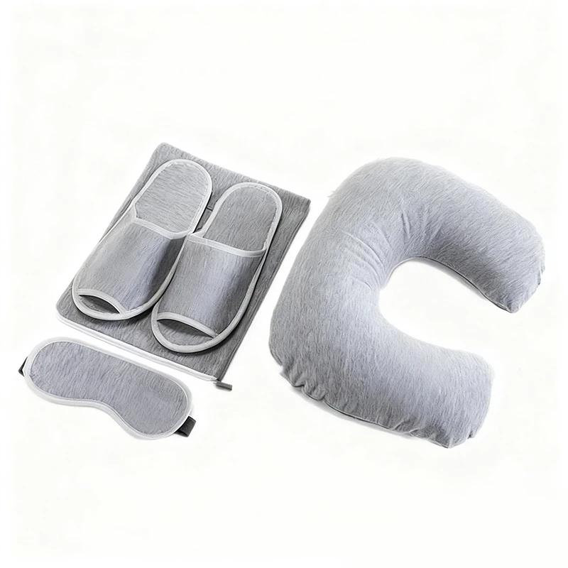 Travel Kit With Inflatable Pillow & Slippers & Sleep Mask