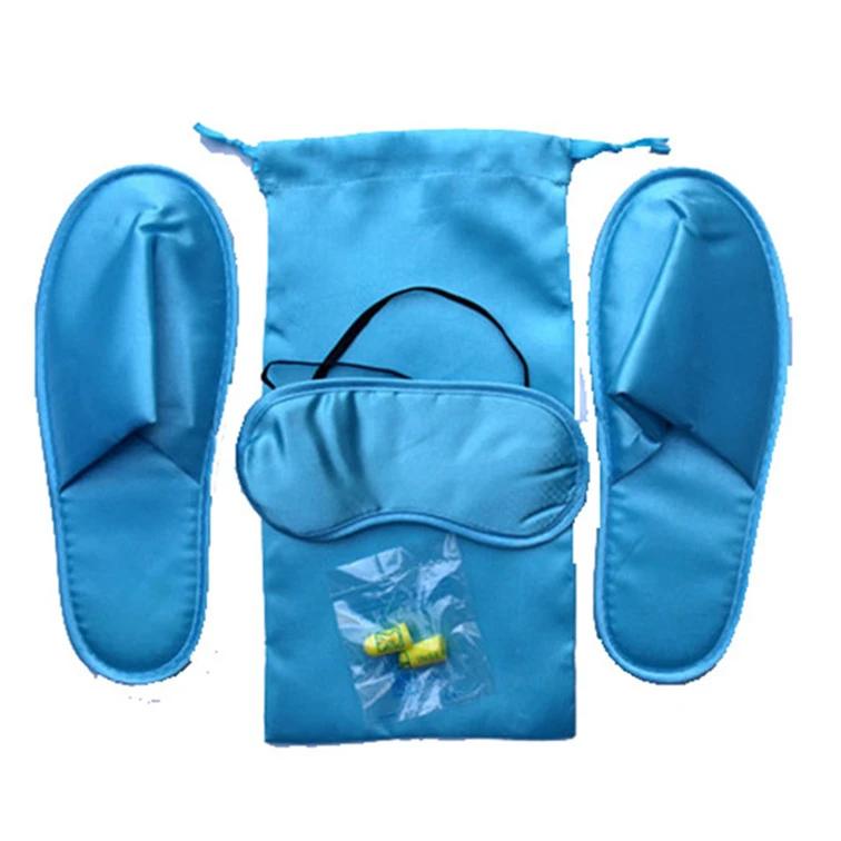 Travel Kit With Inflatable Pillow & Slippers & Sleep Mask