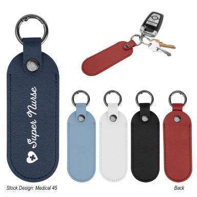 Bates Leatherette Key Tag With Carabiner