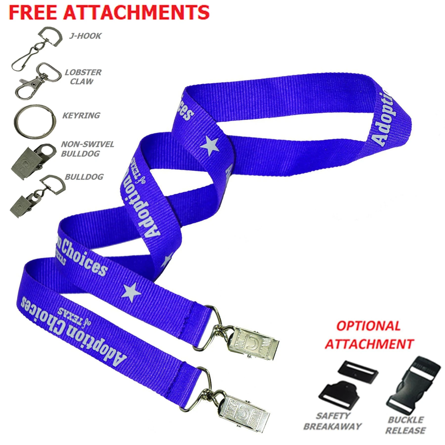 3/4" Custom Open Ended Polyester Lanyard