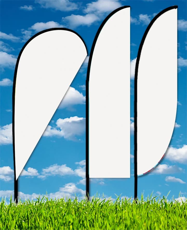 Zoom 3 Feather Flag w/ Stand - 10' Double Sided Graphic w/Spike Base