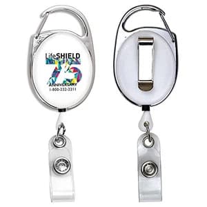 "Oberlin Pl" Full-Color Retractable Carabiner Style Badge Reel & Badge Holder