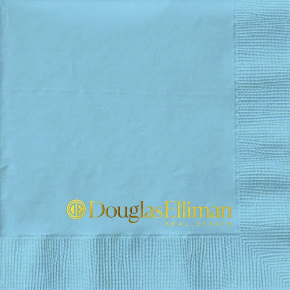 Pastel Blue Cocktail 3-Ply Beverage Napkins - Custom Foil Print