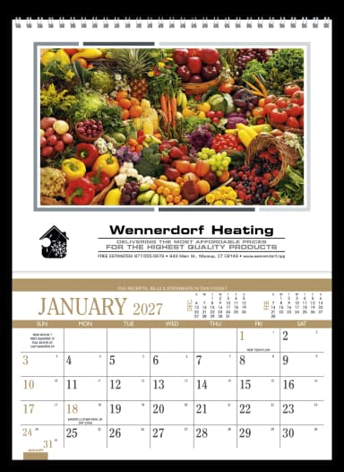 Recipe Pocket Calendar with Monthly Storage Pocket