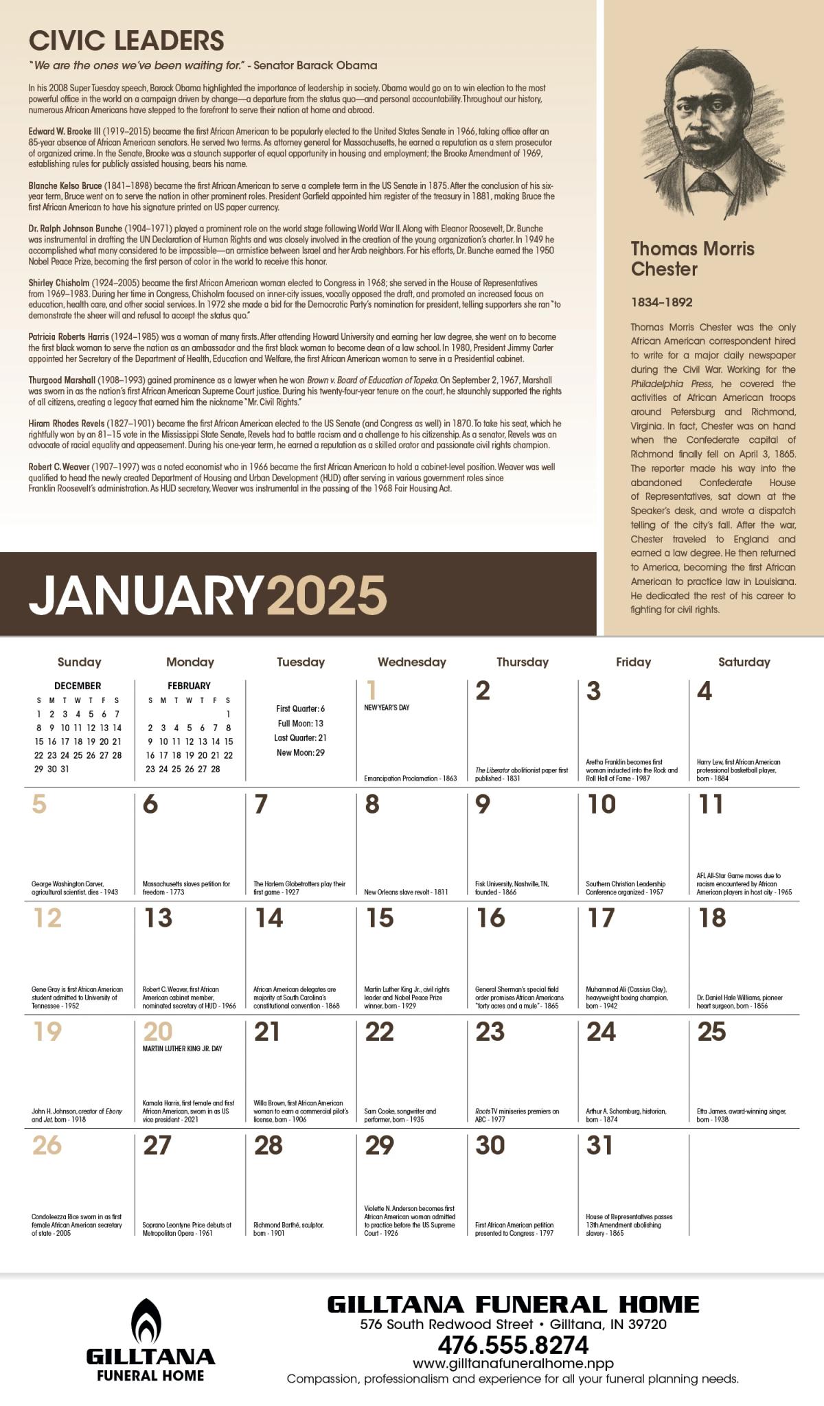 African-American Heritage Family Calendar