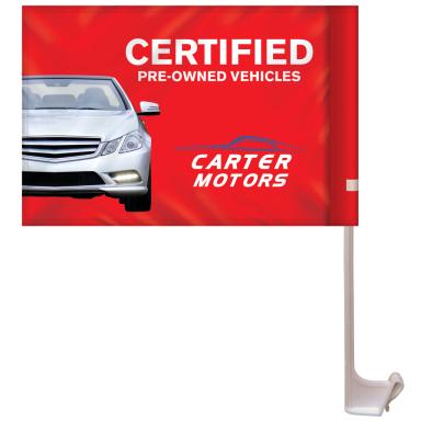 Rear view of car flag