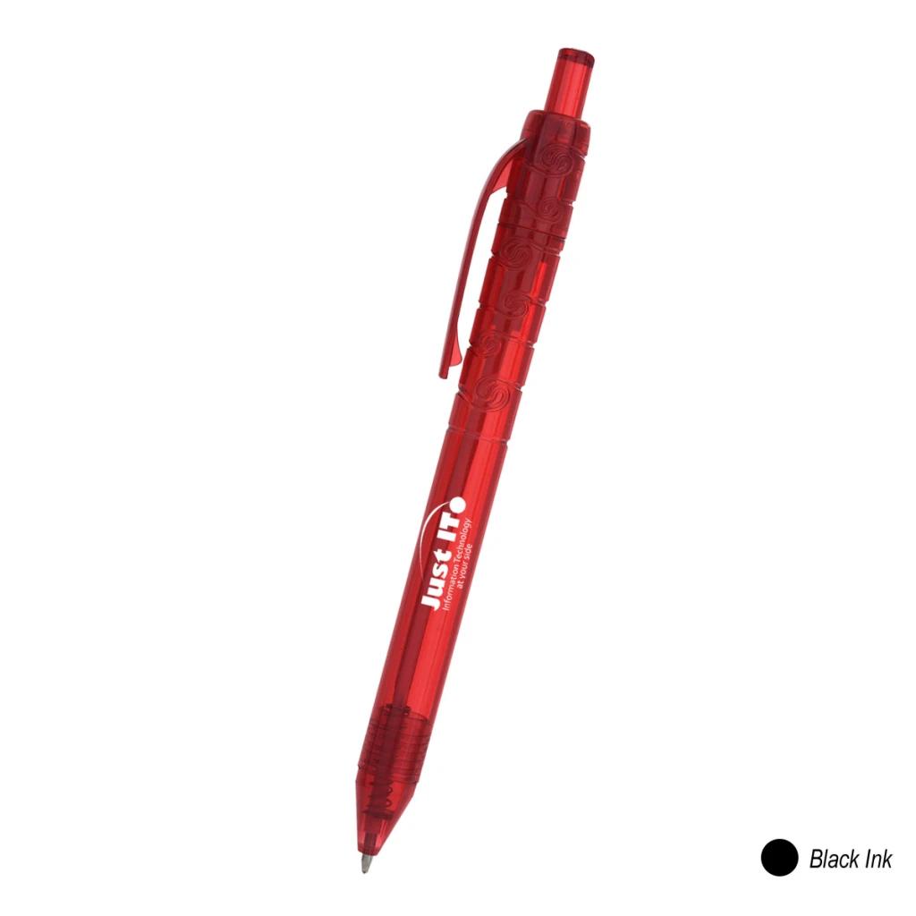 Translucent red with black ink