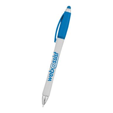 White with blue