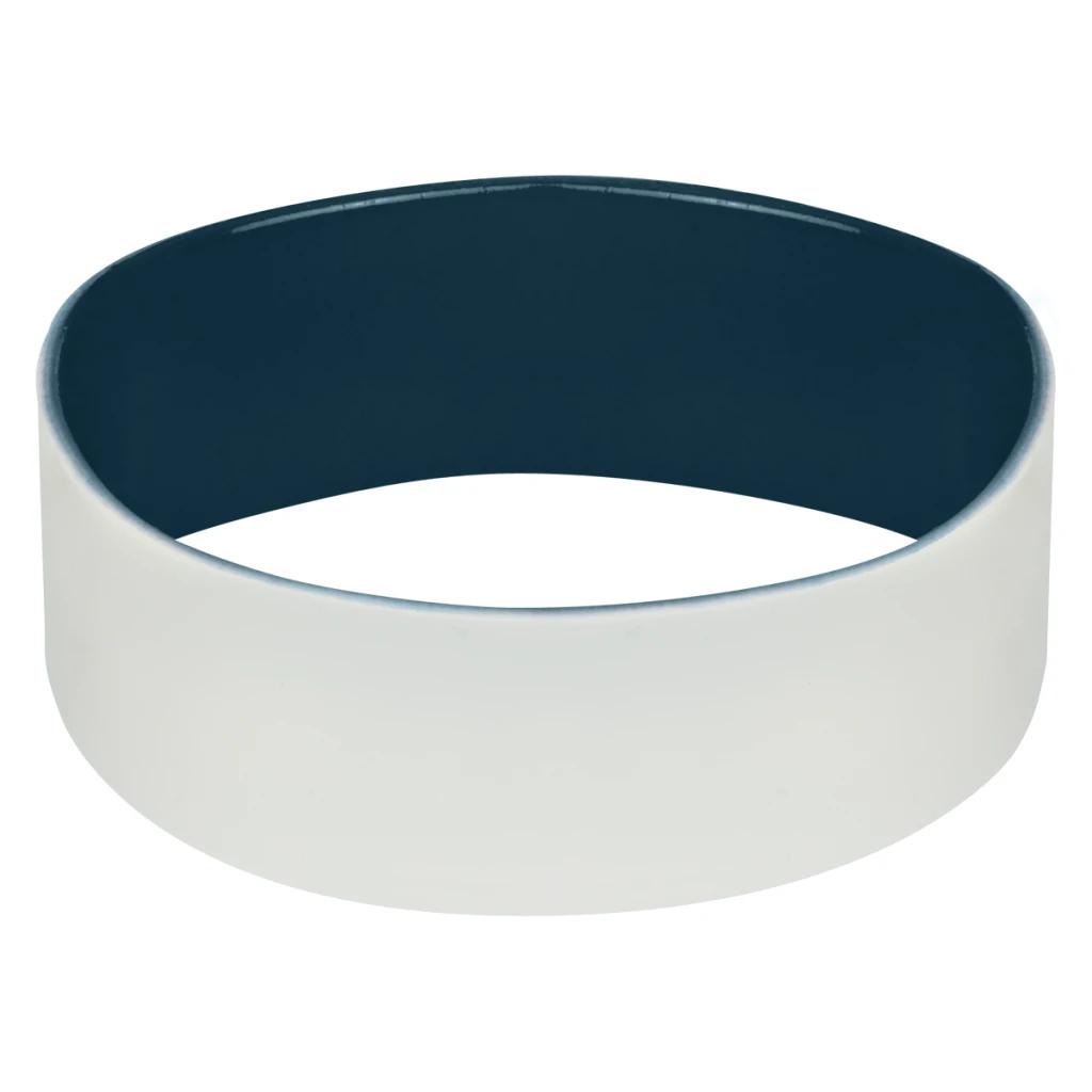 White with navy blue