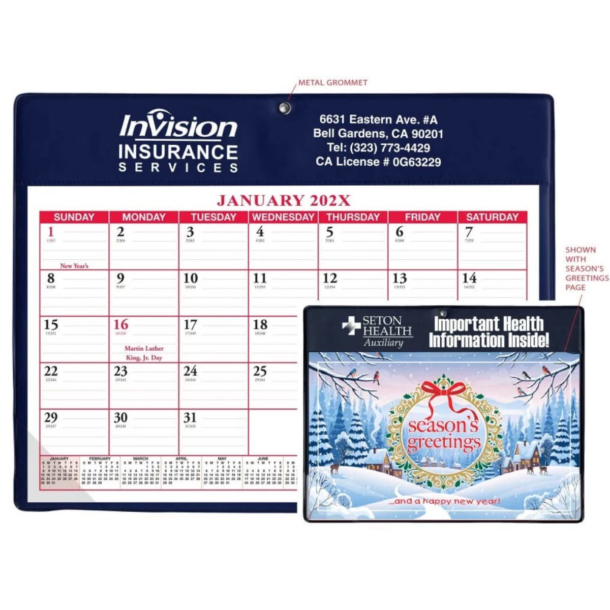 Calendar Doodle Pad With Grommet and Greeting Page