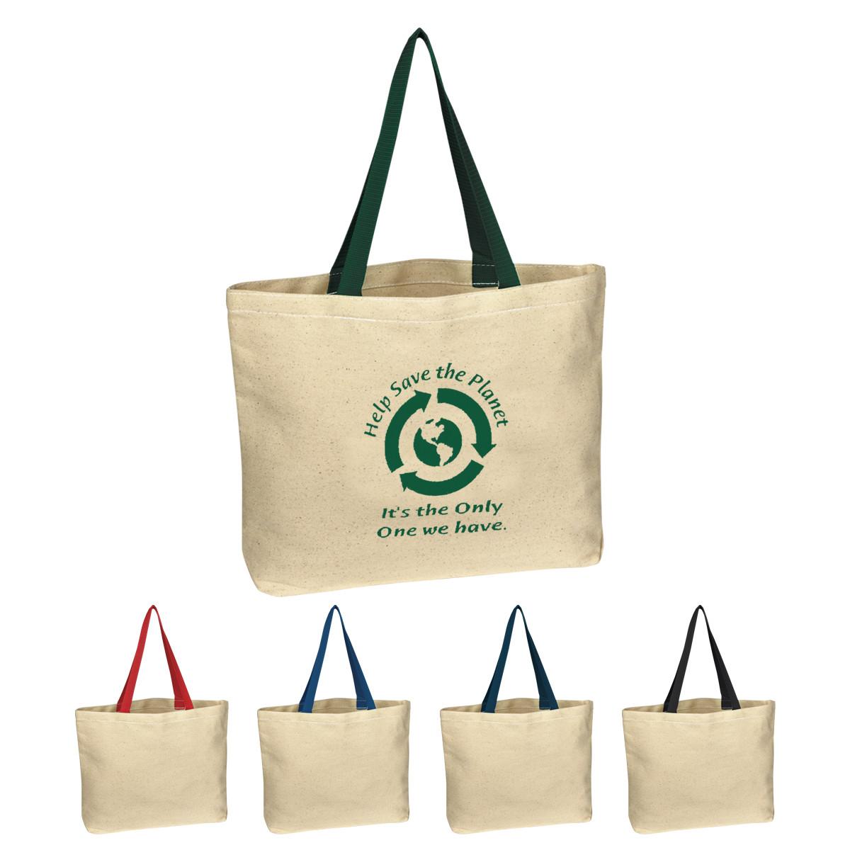 NATURAL COTTON CANVAS TOTE BAG - Embroidered