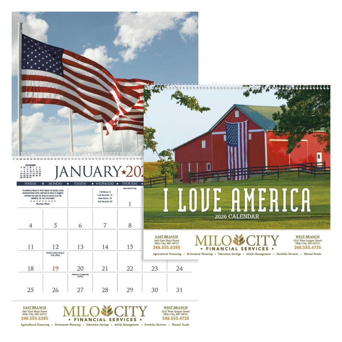 I Love America Calendar