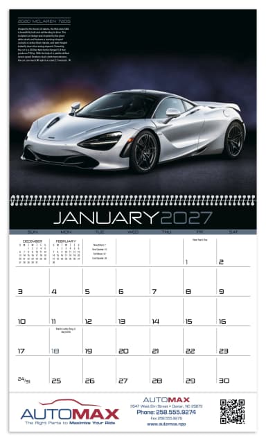 Exotic Cars Calendar