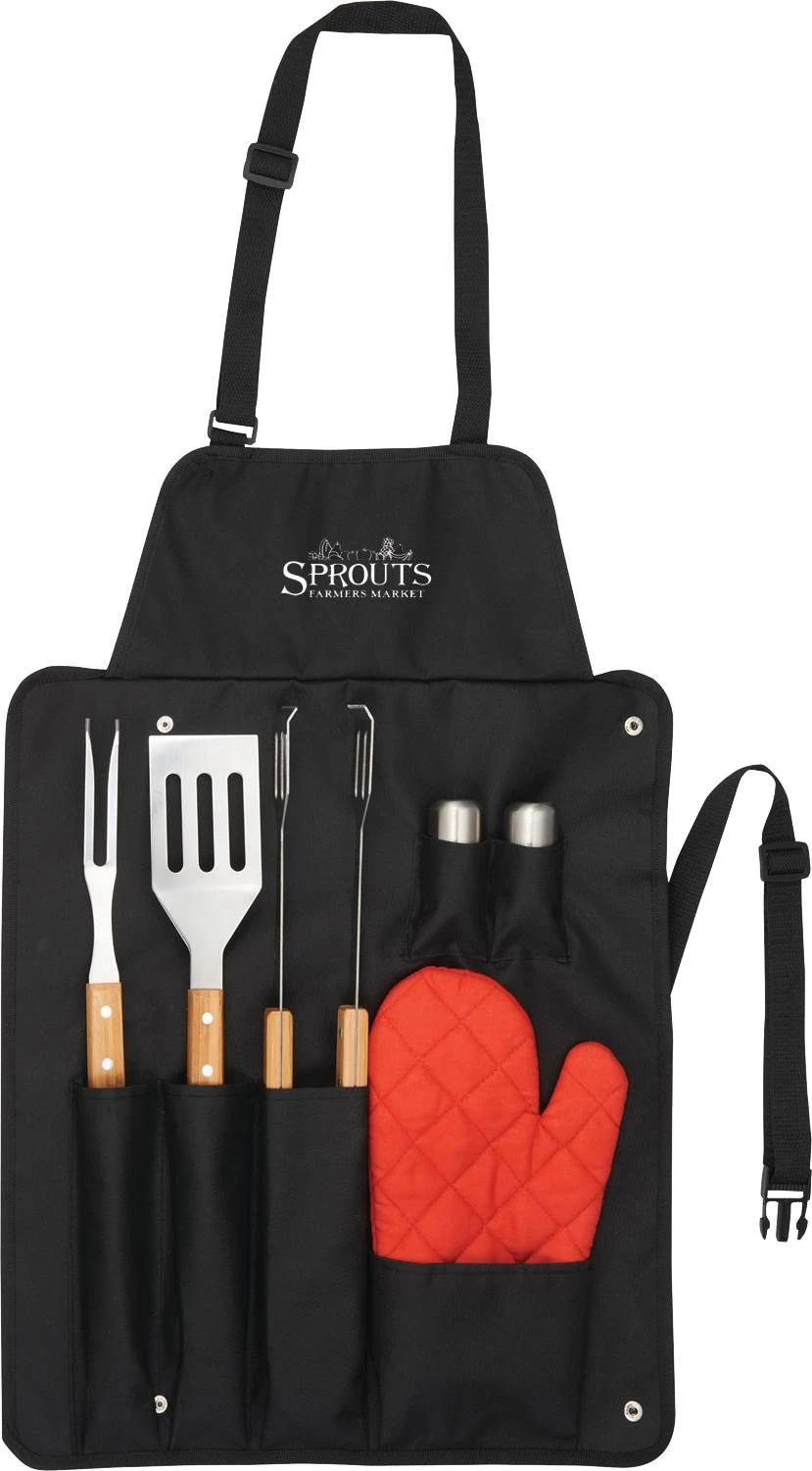 BBQ Now Apron and 7 piece BBQ Set