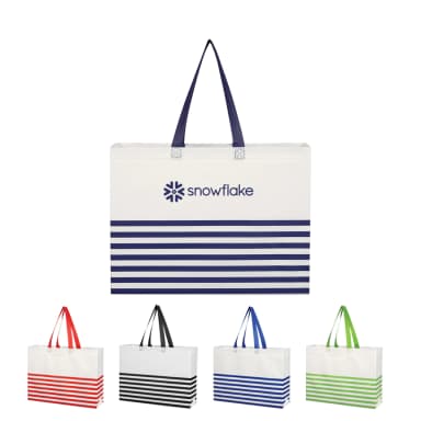 NON-WOVEN HORIZONTAL STRIPE TOTE BAG