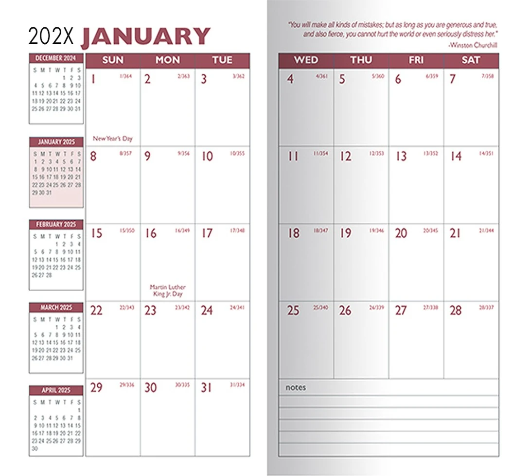 7 x 10 Executive Vinyl Cover Monthly Planner