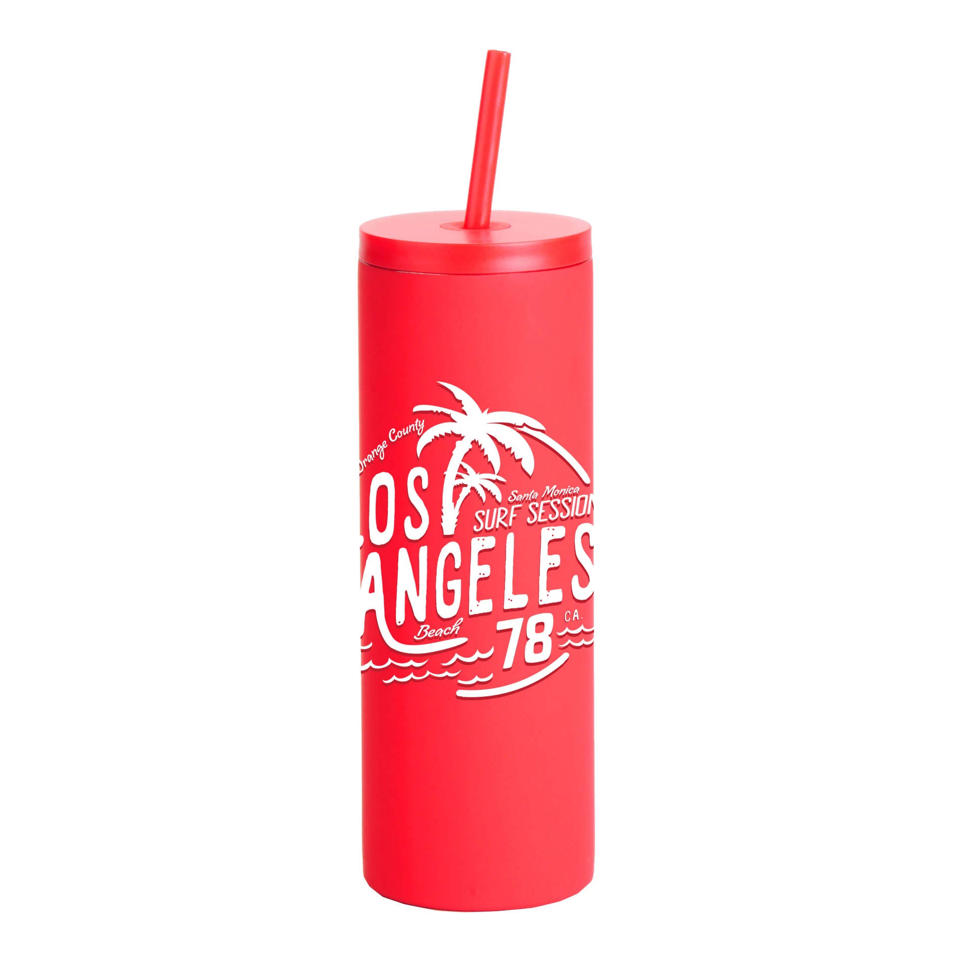 20 oz Slim Rubberized Tumbler With Spill Reduction Straw
