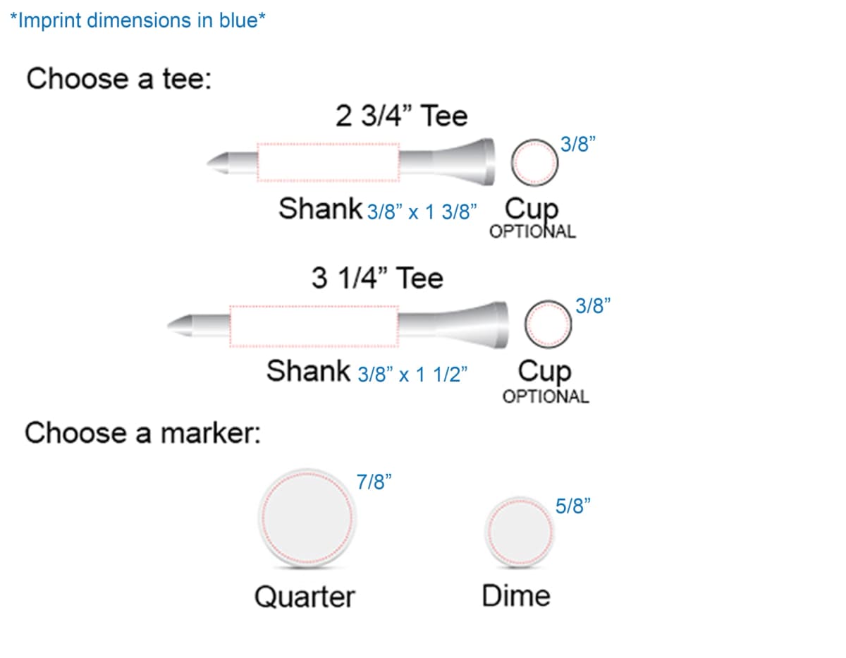 Tee packs with 15 tees and 2 Ballmarkers