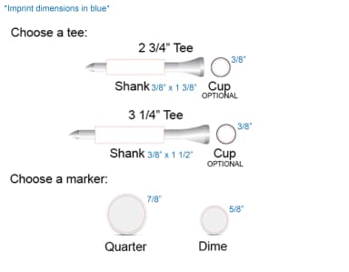 Tee packs with 15 tees and 2 Ballmarkers