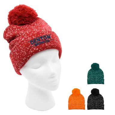 Speckled Pom Beanie With Cuff