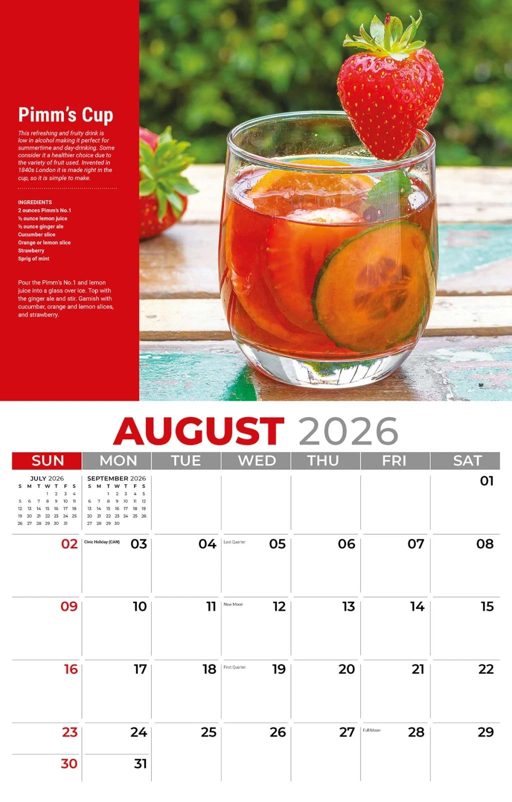Galleria Wall Calendar 2026 Happy Hour