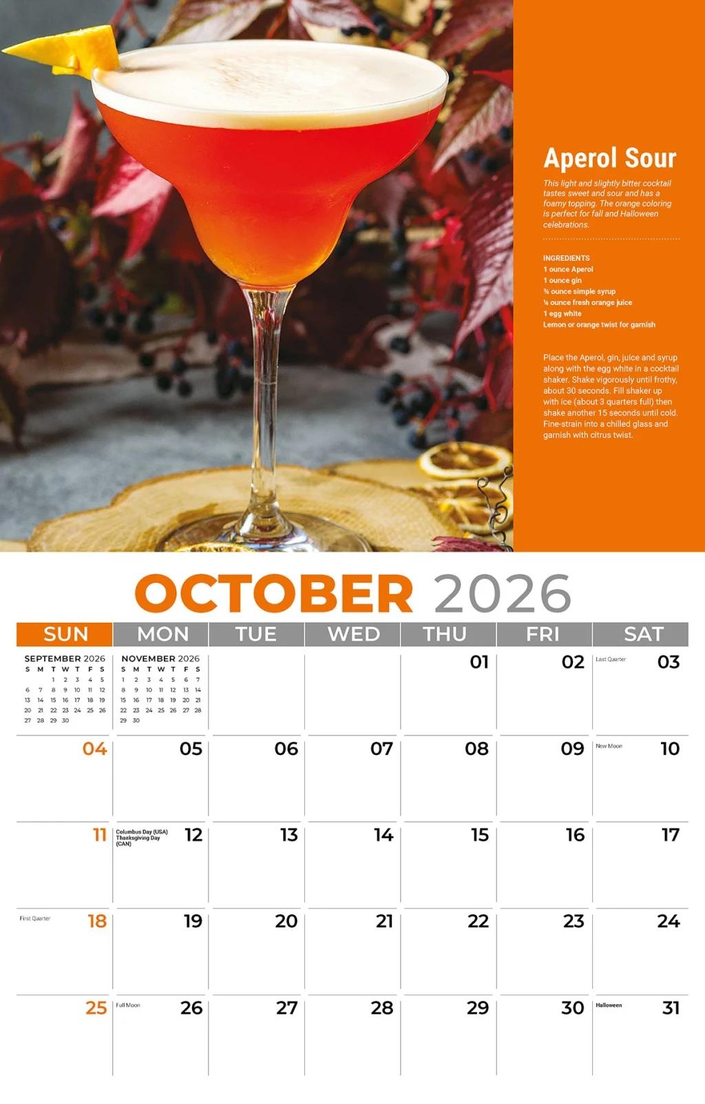 Galleria Wall Calendar 2026 Happy Hour