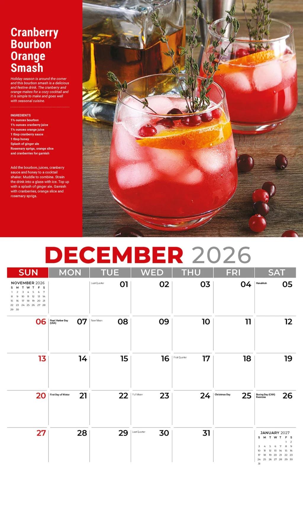 Galleria Wall Calendar 2026 Happy Hour