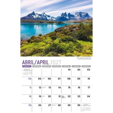 Galleria Wall Calendar 2027 Beauty of Latin America SP/ENG