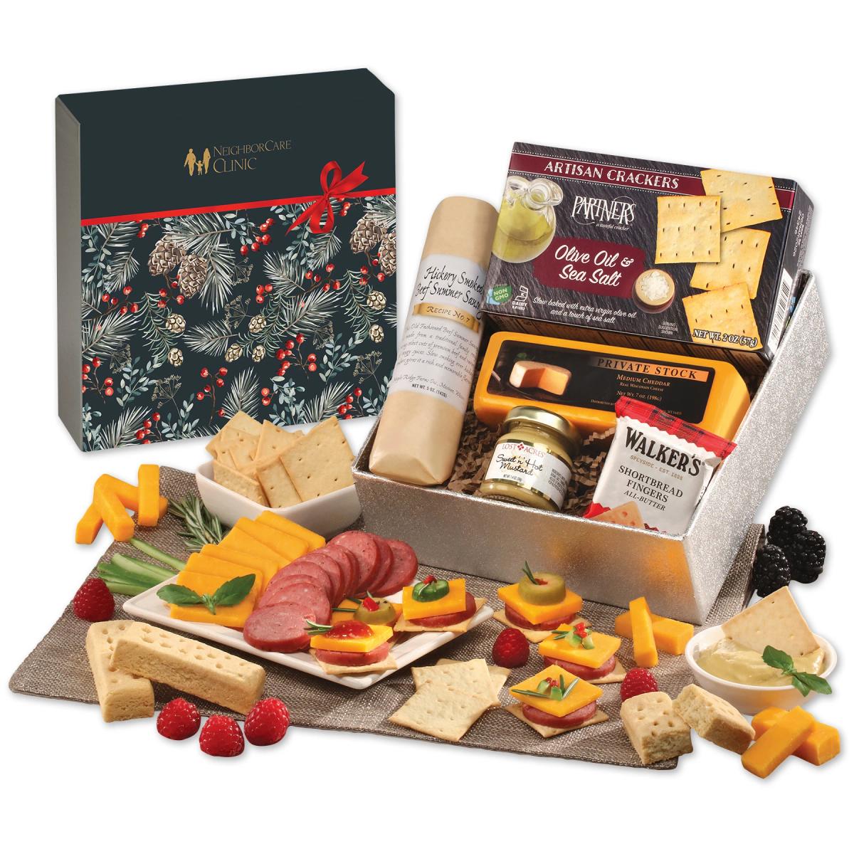 Snack Lover's Gift Box with Pine Boughs & Berries Sleeve