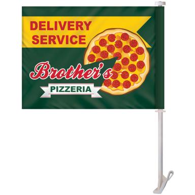 Rear view of car flag